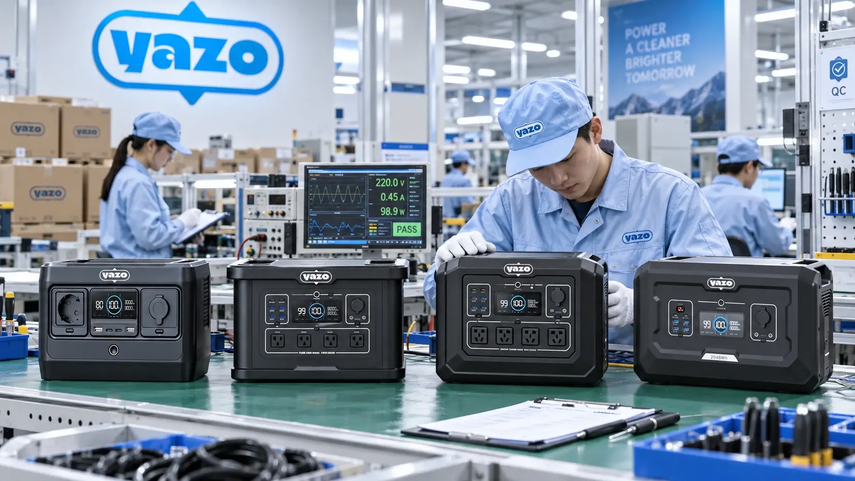 page-1-1 YAZO portable power station production quality control and functional testing